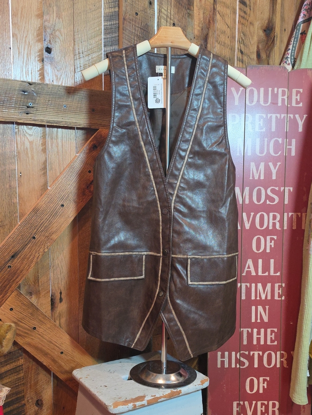 162p Promesa Espresso Faux Leather Vest